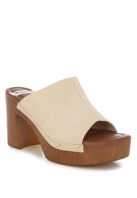 Masaki Soft Suede Leather Wooden Clogs for women’s boutique