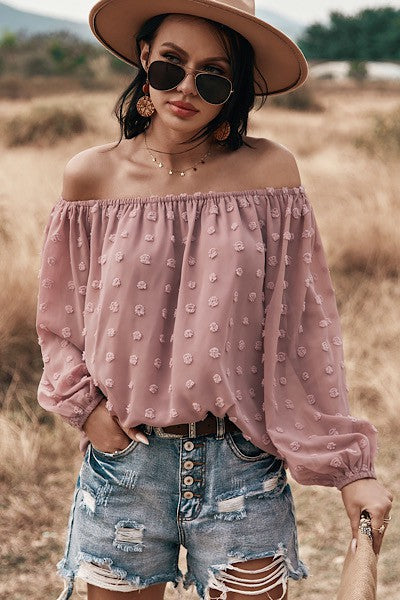 Off shoulder dotted top for women’s boutique fashion
