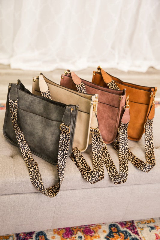 Crossbody Handbag Purse Leopard Animal Strap in various colors