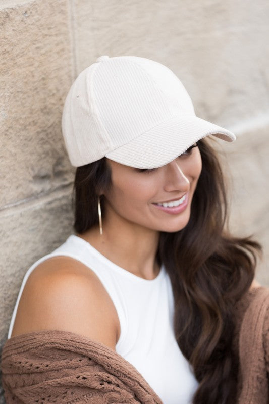 Corduroy Boyfriend Ball Cap for women’s fashion boutique