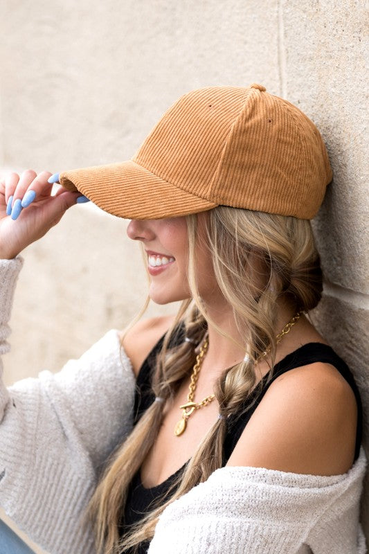 Corduroy Boyfriend Ball Cap for women's boutique fashion