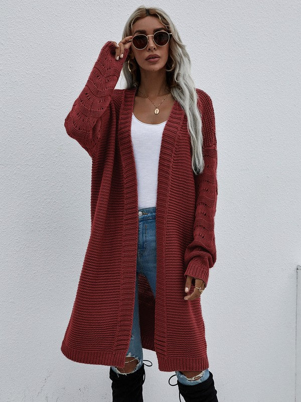 Women's Long Sleeve Cardigan in rust, a stylish choice for women's boutique and modern women's fashion.