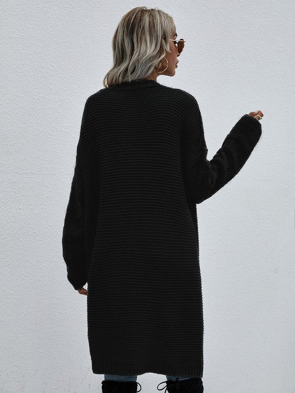 Women’s Long Sleeve Cardigan back view, ideal for stylish layering in women's boutique and modern women's fashion.