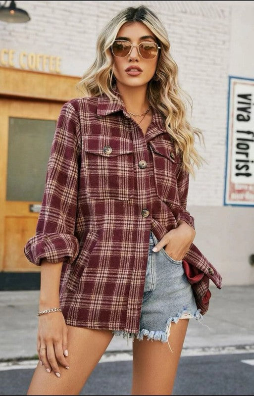 Button down flannel from women’s boutique for stylish layering
