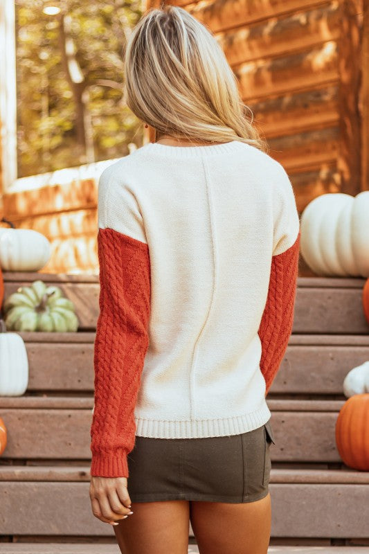 Colorblock Patch Pocket Drop Shoulder Sweater at women’s boutique