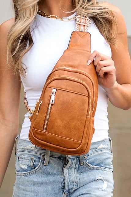 Genevive Sling Crossbody in soft vegan leather, trendy women’s boutique