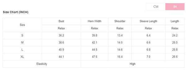 Size chart for Solid Color Textured Flutter Sleeve Top