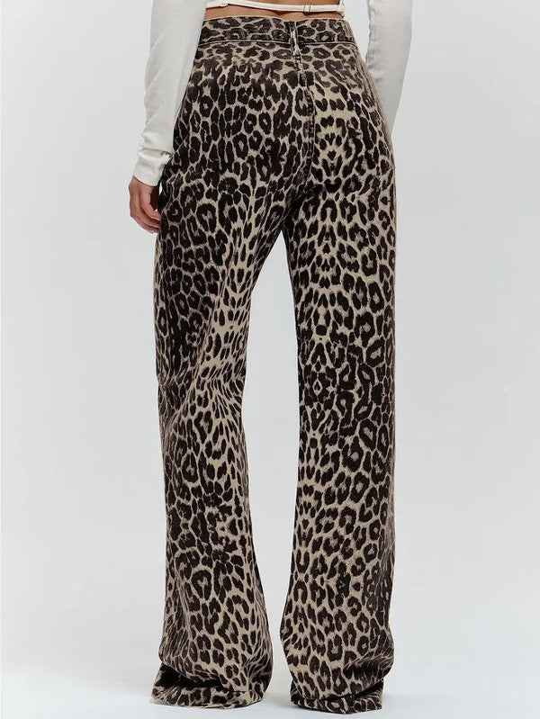 Leopard Flare Pants back view, stylish women’s boutique pants