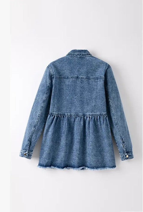 Long sleeve denim button front top from women’s boutique