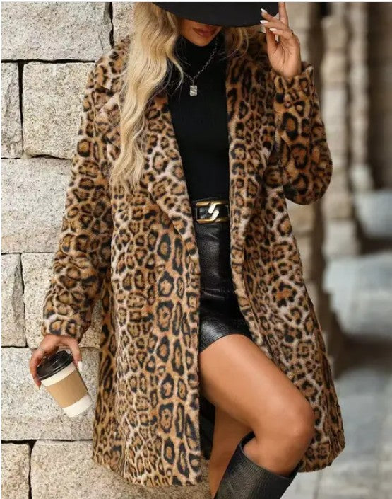 Leopard Print Fleece Coat from women’s boutique fashion