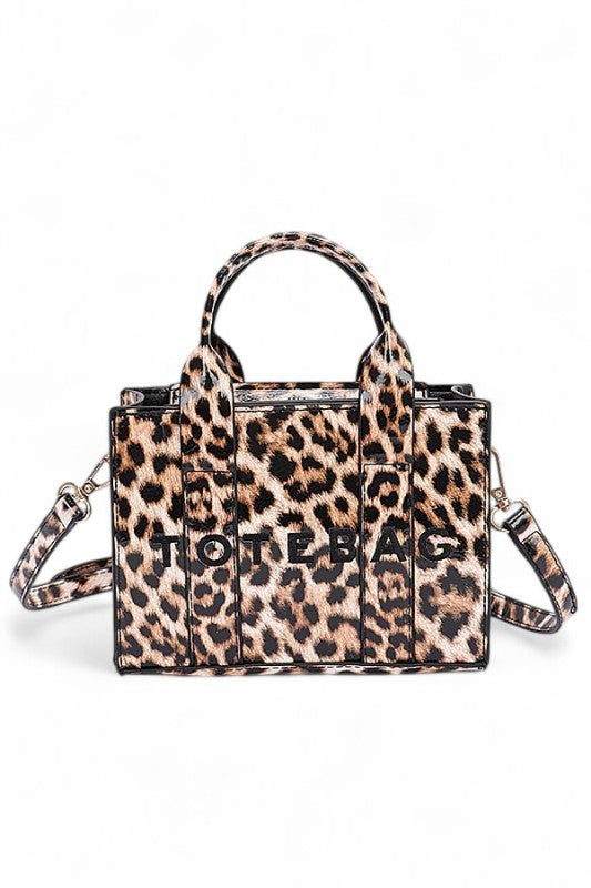 Leopard Printed Small Tote Bag showcasing trendy women’s fashion for a stylish look at women's boutique.