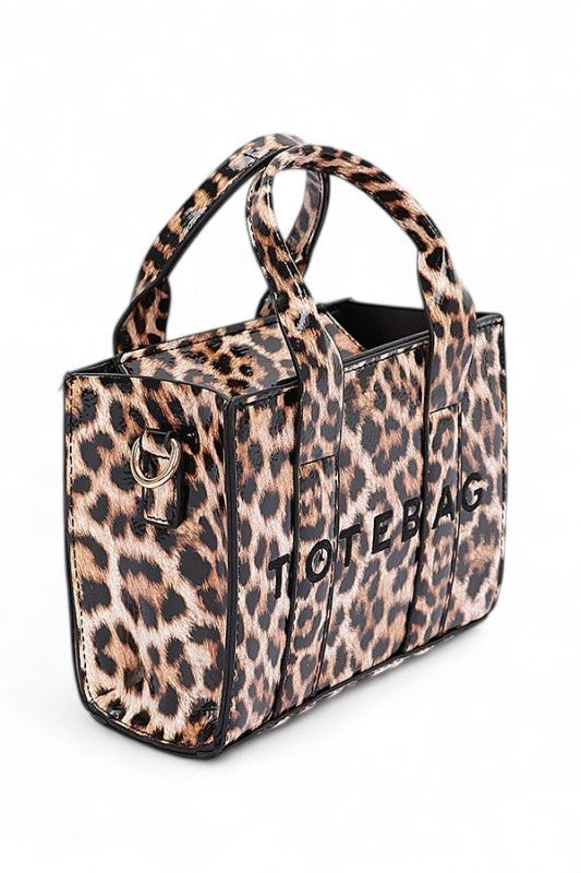 Leopard Printed Small Tote Bag at a women’s boutique, perfect for stylish ladies fashion and casual dresses for women.