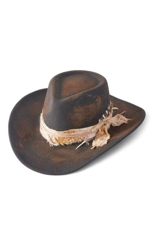 Distress Vintage Shapable Fedora Cowboy Hat for stylish women’s clothing in a women’s fashion boutique.