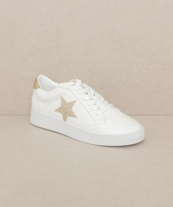 AUTUMN-CLASSIC SNEAKERS white low top rhinestone star sneakers for women’s boutique stylish women’s fashion.