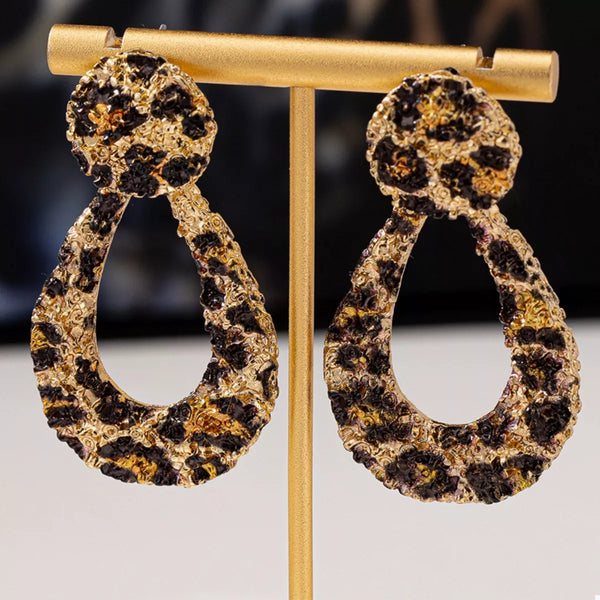 18K Gold-Plated Leopard Dangle Earrings for women’s boutique, trendy ladies fashion and stylish women’s clothing.