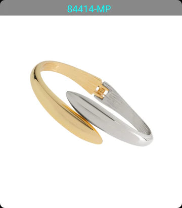 Gold and Silver Hinged Bangle Bracelet - Evergrace By Cestlavie