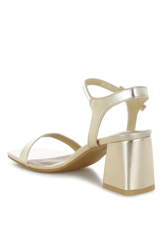 Kazara Metallic Faux Leather Block Heels for women's boutique fashion