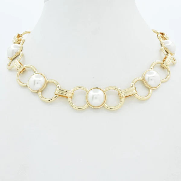 Gold Circles with Large Pearls - Chunky and Elegant- In Stock at Evergrace by Cestlavie, boutique jewelry for women’s fashion boutique.
