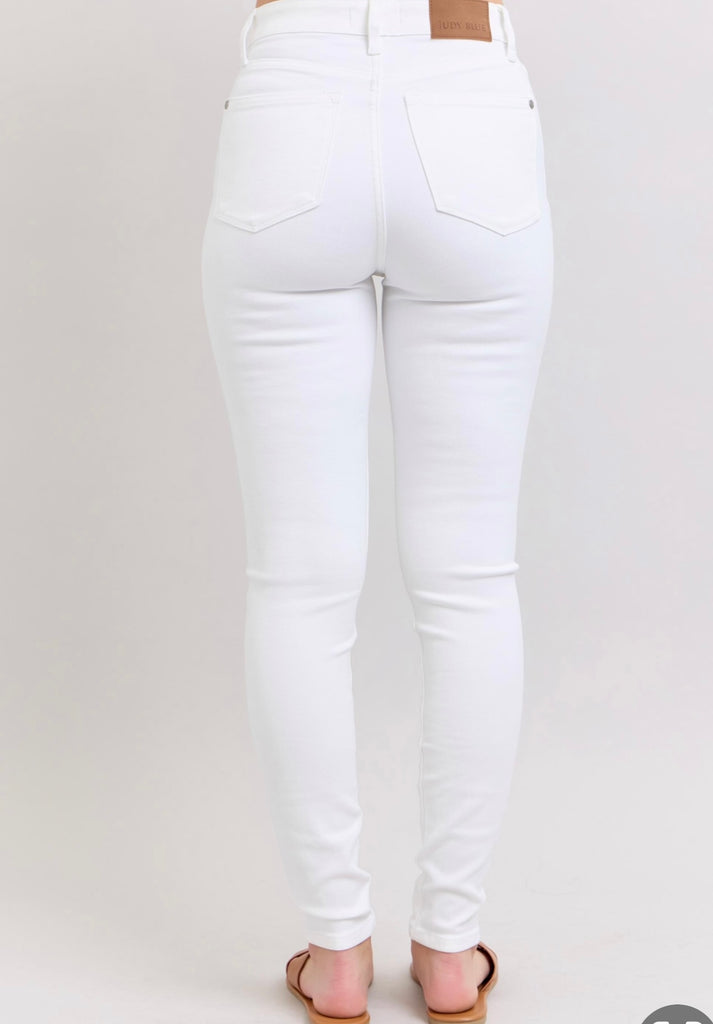 Judy Blue White Denim Jean High Waisted Skinny Fit With No Holes - Ever Grace By C'est La Vie' - women’s boutique jeans