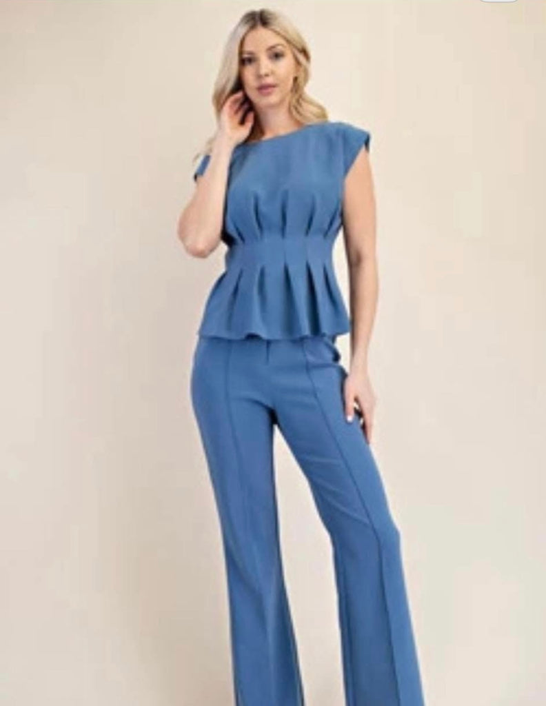 Glam Pleated Pant Suit - Ever Grace by C'est La Vie, women's boutique fashion, perfect for professional settings.