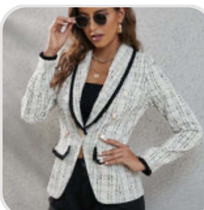 Raw Cut Plaid Tweed Blazer By Evergrace for women’s boutique