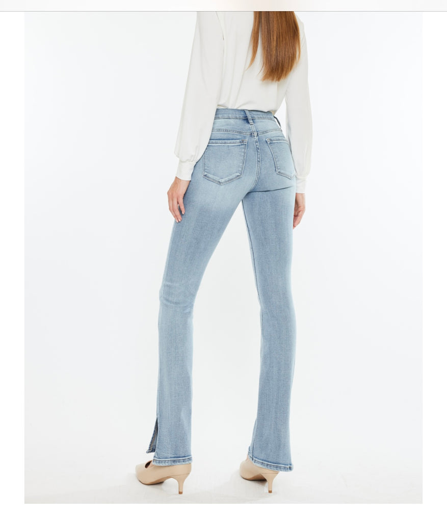 KanCan Mid Rise Y2K Boot Cut Light color Mid Wash Jean - Ever Grace by C'est La Vie, women’s boutique styling.