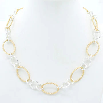 Gold and Silver Multi Link 16"-18" Necklace - Evergrace by Cestlavie for women’s boutique fashion.