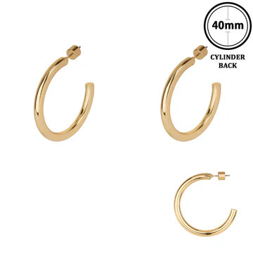 Gold dipped 1.5" Cylinder Thick Hoop Earrings - Evergrace by Cestlavie from women’s boutique