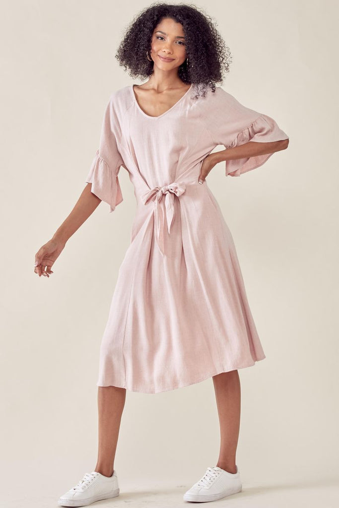 Saints & Hearts tie front linen dress - Ever Grace by C'est La Vie'- On Sale, women's boutique dress