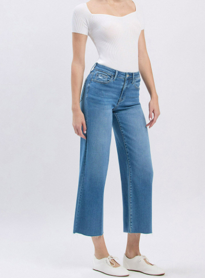 High Rise Super Soft Crop Slim Wide Jeans by Vervet - Evergrace by Cestlavie, women’s boutique style, versatile fashion.