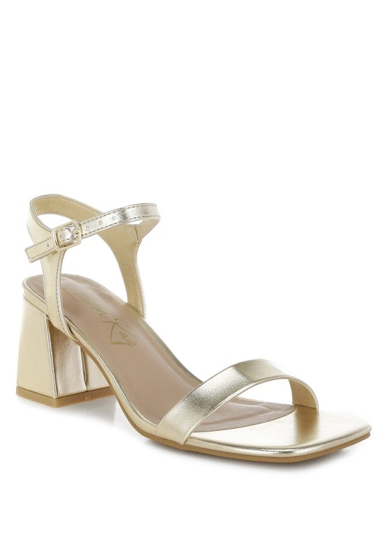 Kazara Metallic Faux Leather Block Heels from women’s boutique