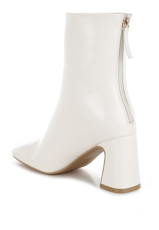 Kostaka Patent Square Toe Ankle Boots with block heel
