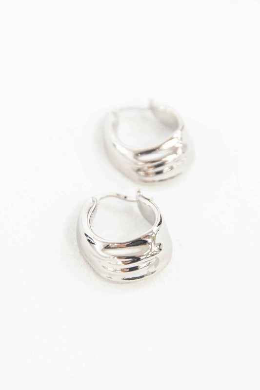 Ruched Hoop Earrings - Silver ruched texture for women’s boutique