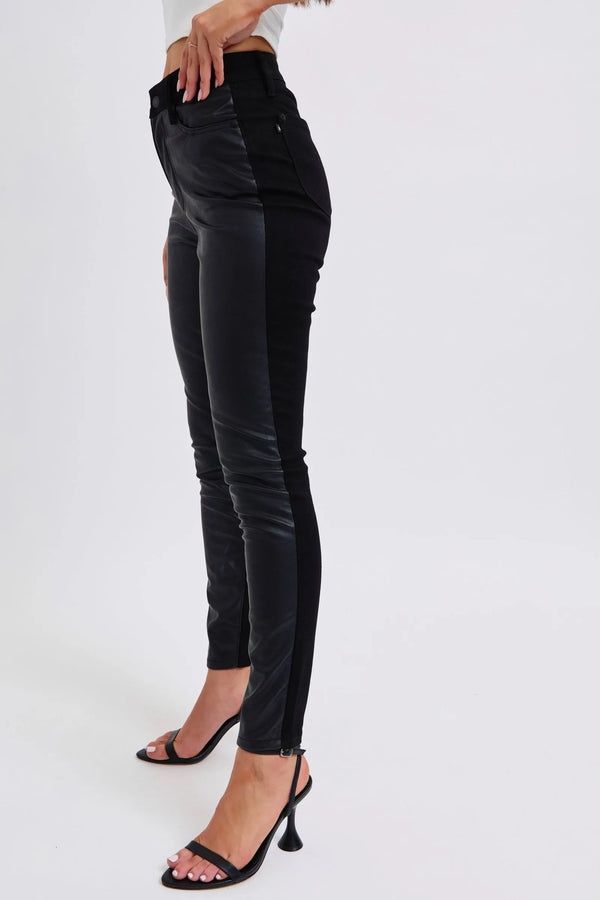 Judy Blue Plus Size HW Faux Leather Skinny Pants showcasing elegant style, ideal for modern women's fashion in a women's boutique.