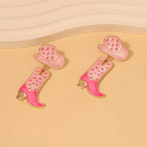 Cowgirl Boot and Hat Dangle Earrings, trendy women’s clothing, stylish women’s dresses from a women’s boutique.